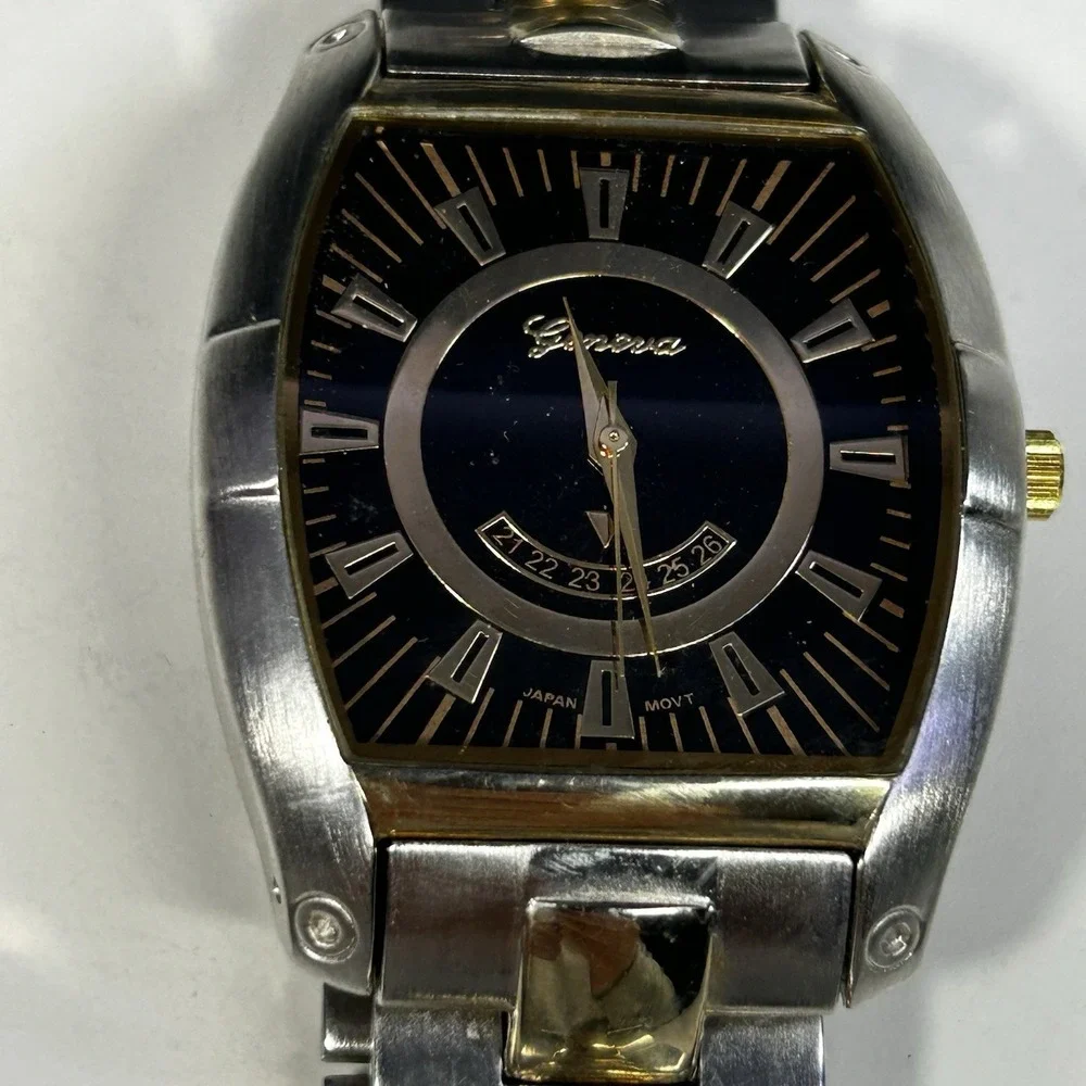 Geneva No. 7420 Men's Quartz Watch Two-Tone Stainless Steel Japan Movt Un-Tested